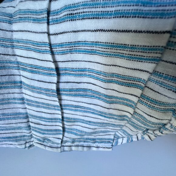 J. Jill Women's XL Blue Vertical Striped Love Linen 3/4 Sleeve Popover Blouse - Picture 10 of 10